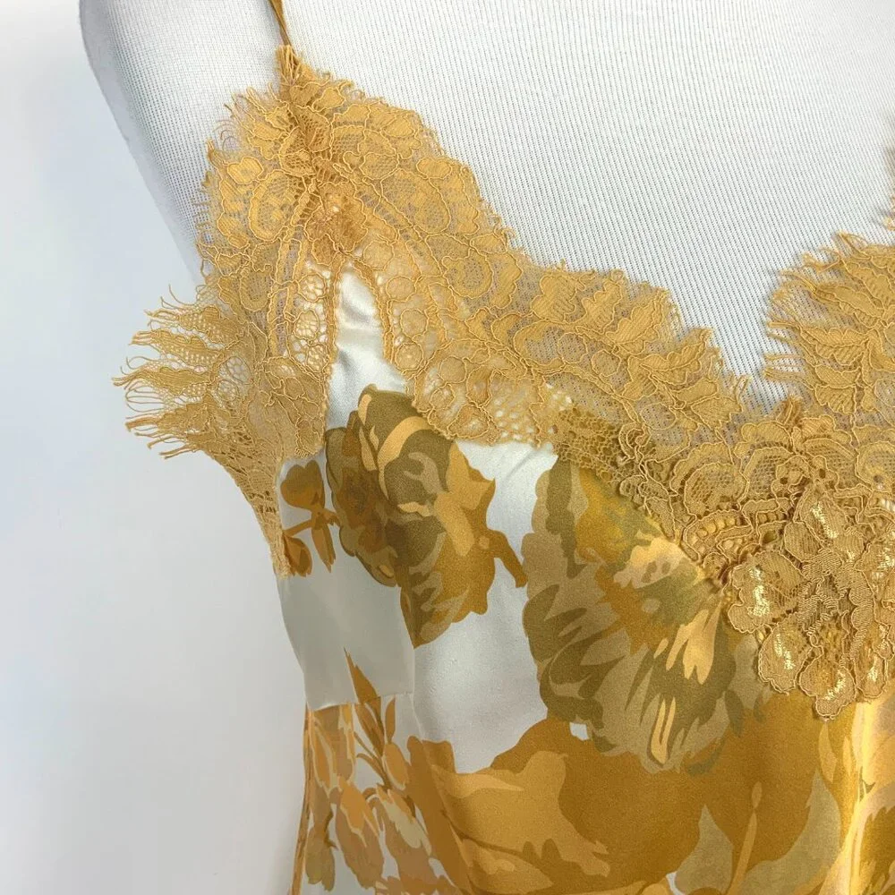 New Gold Hawk Silk Golden Bloom Claire Camisole Top Sz M - Picture 6 of 16